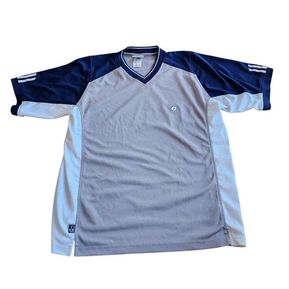 Vintage Adidas mens Sz L gray navy jersey climalite shirt